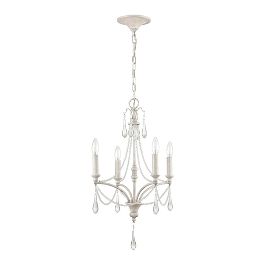 French Parlor 16" 4 Light Chandelier in Vintage White