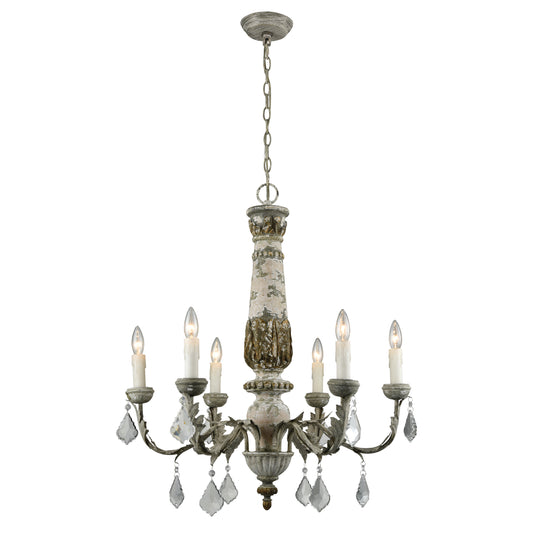 Genevieve 28" 6 Light Chandelier in Aged Cream