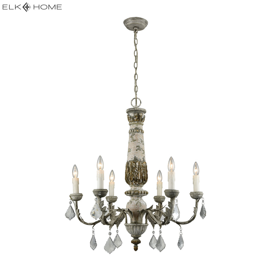 Genevieve 28' 6 Light Chandelier in Aged Cream