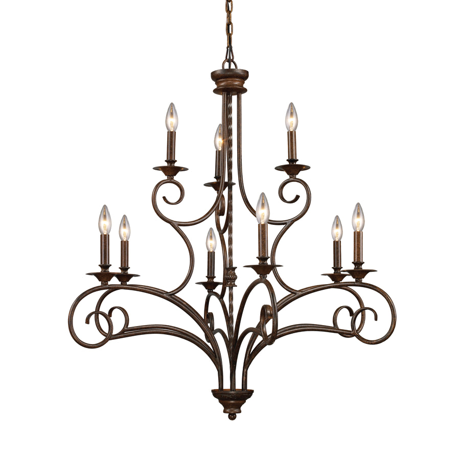 Gloucester 35.5' 9 Light Chandelier in Weathered Bronze