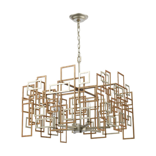 Gridlock 23" 6 Light Chandelier in Matte Gold