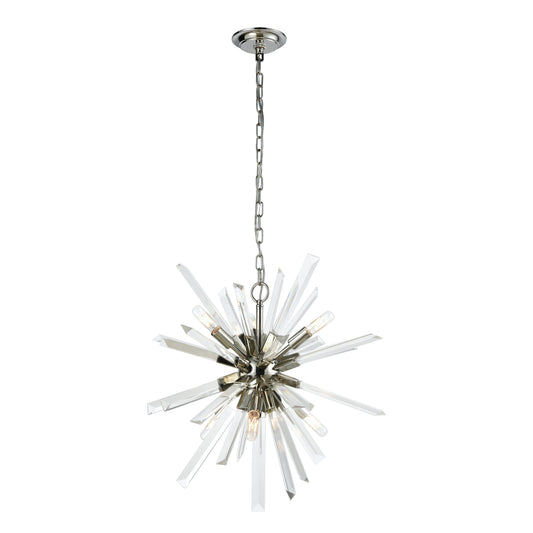 Ice Geist 24" 6 Light Chandelier in Polished Nickel