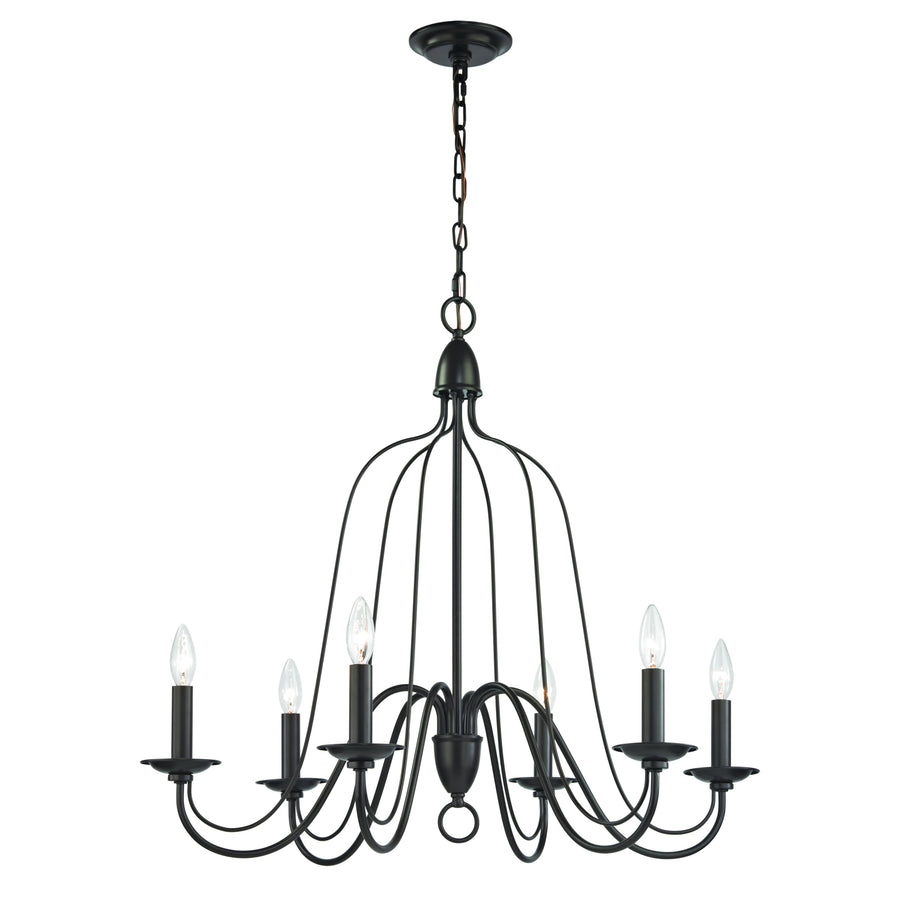 Monroe 30' 6 Light Chandelier in Oil Rubbed Bronze