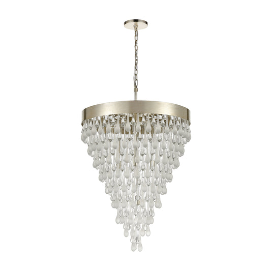 Morning Frost 26" 10 Light Chandelier in Silver Leaf