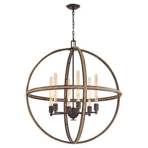 Natural Rope 34' 6 Light Chandelier in Oil Rubbed Bronze