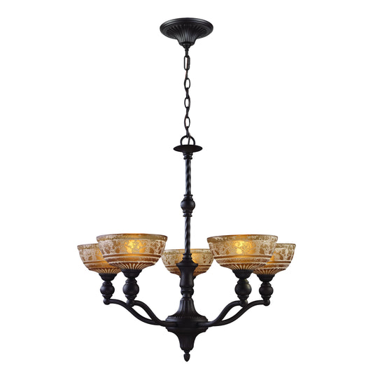 Norwich 28" 5 Light Chandelier in Oiled Bronze