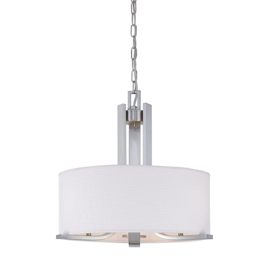 Pendenza 20" 3 Light Chandelier in Brushed Nickel with Shade