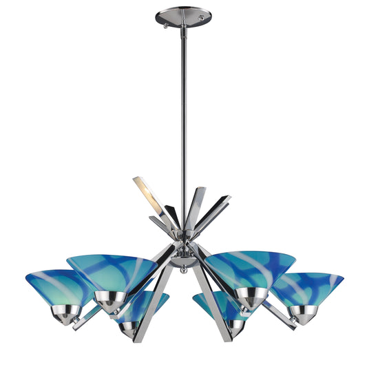 Refraction 26" 6 Light Chandelier in Polished Chrome