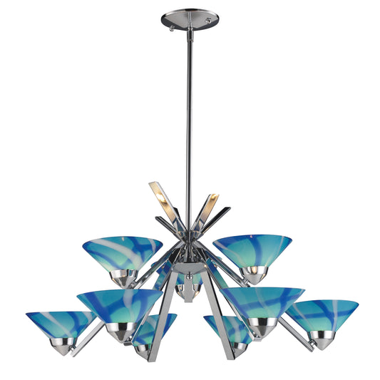 Refraction 31" 9 Light Chandelier in Polished Chrome