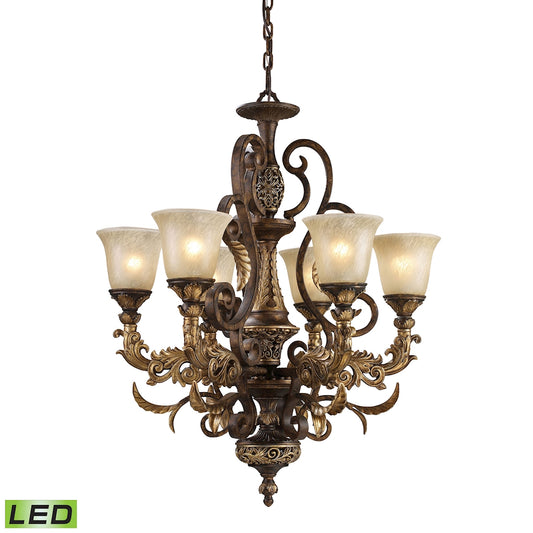 Regency 28" 6 Light LED Chandelier in Burnt Bronze