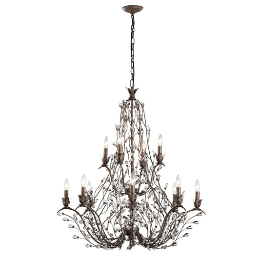 Sagemore 37" 12 Light Chandelier in Bronzed Rust