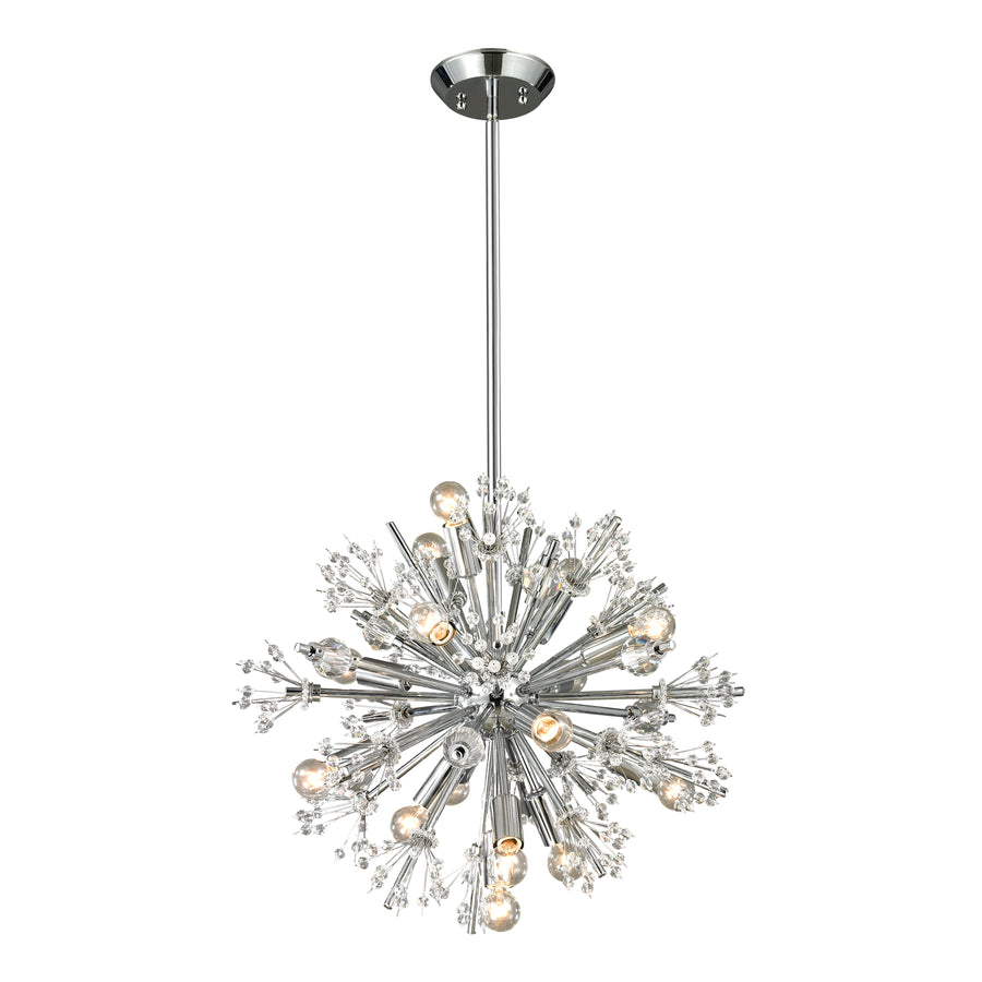 Starburst 20' 15 Light Chandelier in Polished Chrome