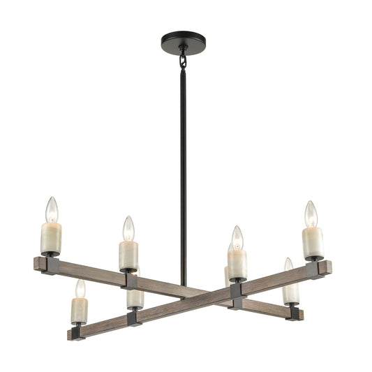 Stone Manor 39" 8 Light Island Light in Matte Black