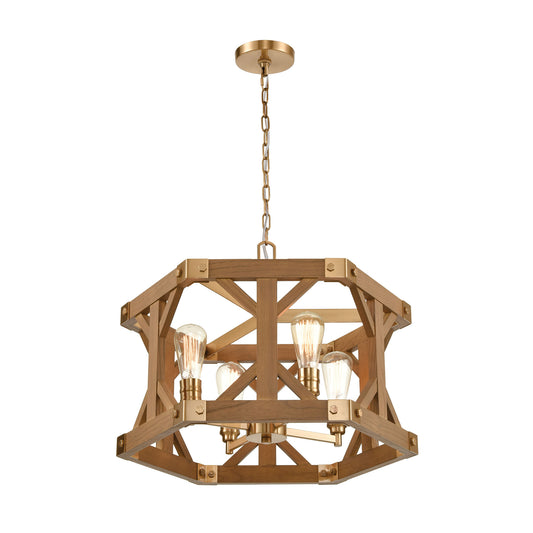 Structure 23" 4 Light Chandelier in Medium Oak