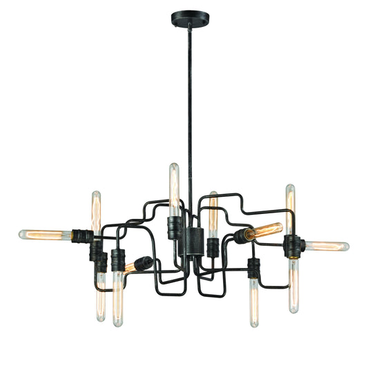 Transit 29" 12 Light Chandelier in Silvered Graphite