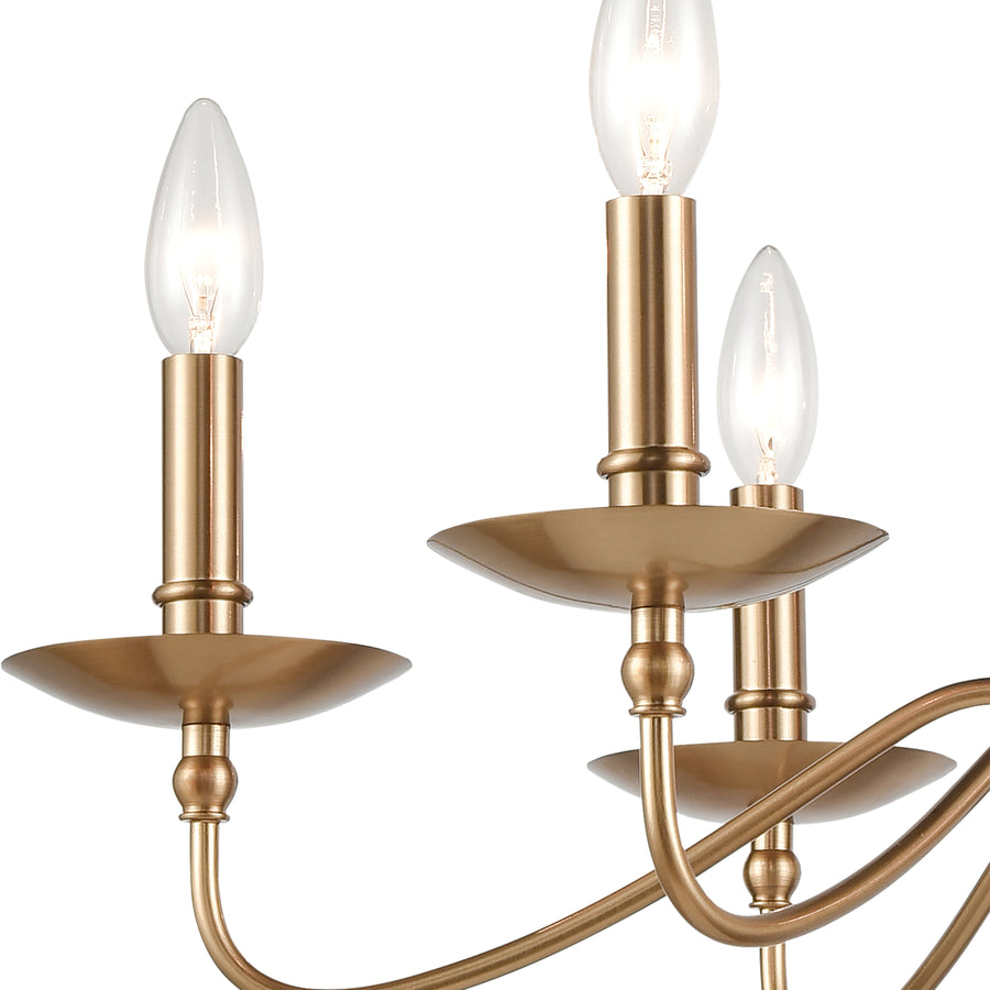 Wellsley 25' 6 Light Chandelier in Burnished Brass