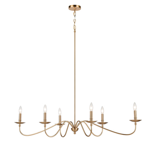 Wellsley 47" 6 Light Chandelier in Burnished Brass