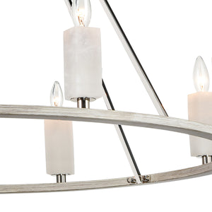 White Stone 39' 8 Light Chandelier in Polished Nickel