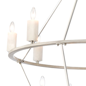 White Stone 40' 12 Light Chandelier in Polished Nickel