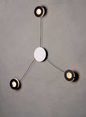 Orbital 29' 3 Light Wall Sconce in Black and White