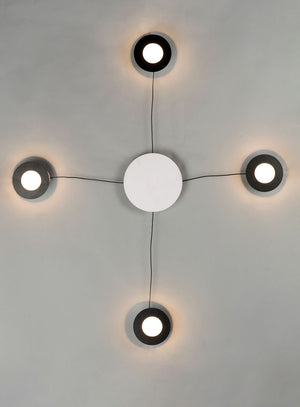 Orbital 37' 4 Light Wall Sconce in Black and White