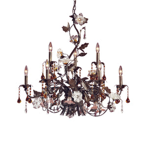 Cristallo Fiore 33' 9 Light Chandelier in Deep Rust