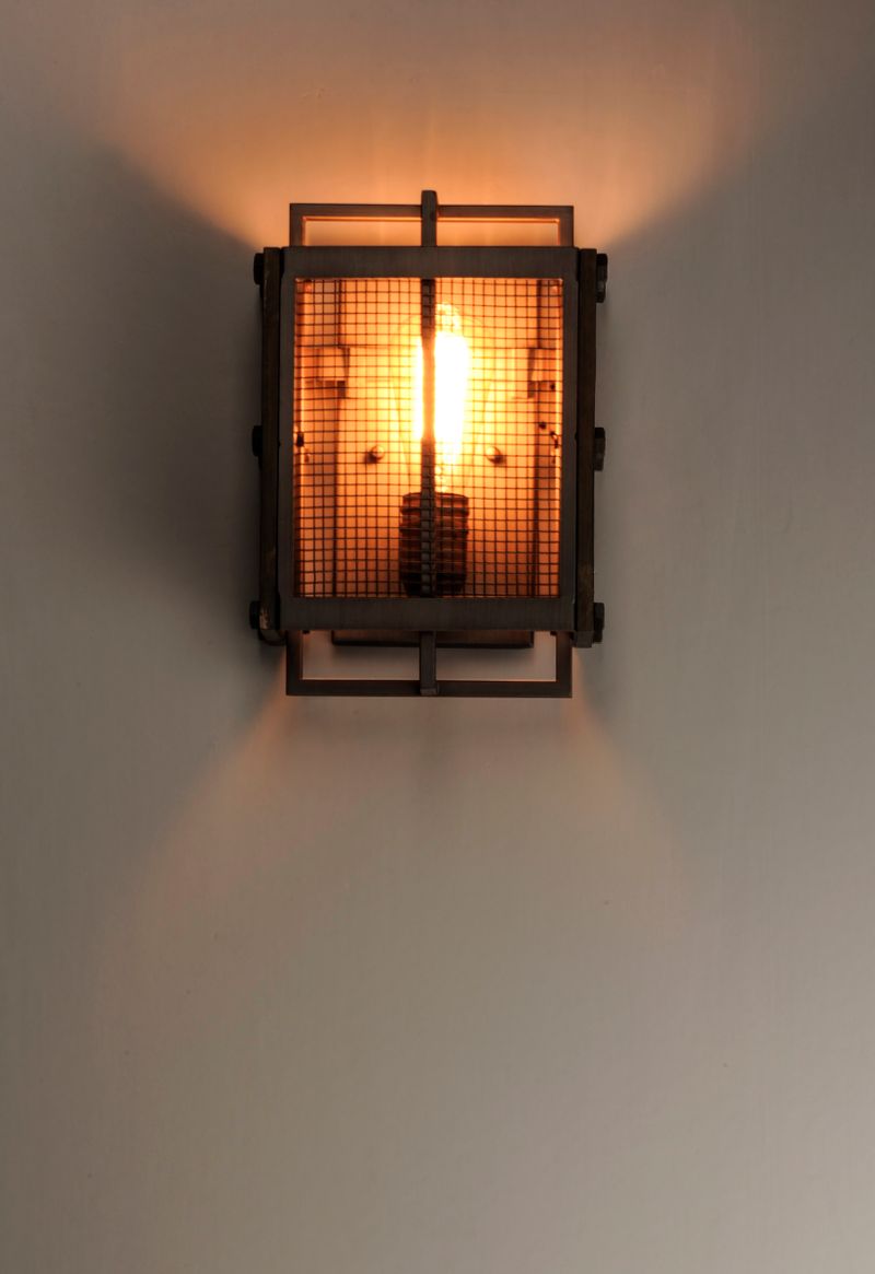 Outland 12' Single Light Wall Sconce in Barn Wood and Weathered Zinc