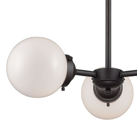 Beckett 22" 3 Light Chandelier in White Glass & Oil Rubbed Bronze