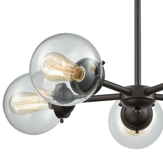 Beckett 26" 5 Light Chandelier in Clear Glass & Oil Rubbed Bronze