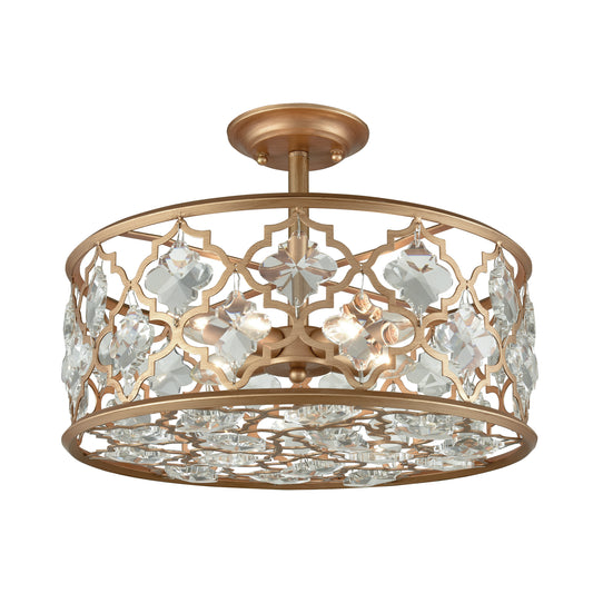 Armand 17" 4 Light Semi Flush Mount in Matte Gold