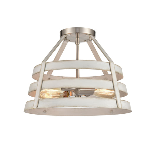 Brigantine 15" 2 Light Semi Flush Mount in Satin Nickel