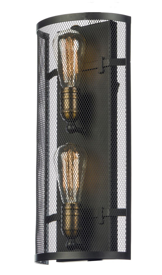 Palladium 18" 2 Light Wall Sconce in Black and Natural Aged Brass