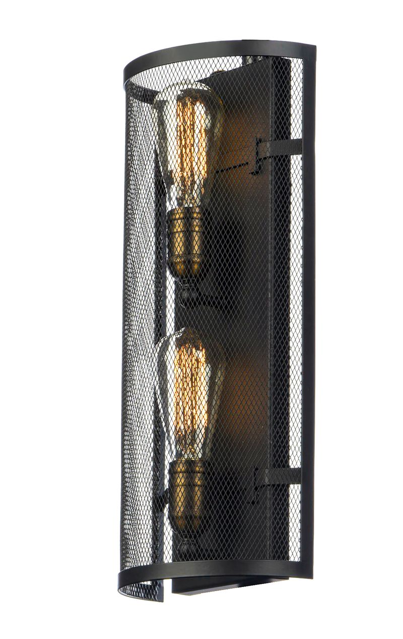 Palladium 18' 2 Light Wall Sconce in Black and Natural Aged Brass