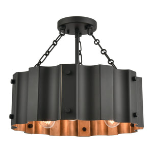 Clausten 17' 3 Light Semi Flush Mount in Black