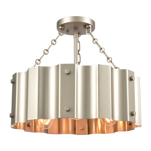 Clausten 17' 3 Light Semi Flush Mount in Matte Nickel