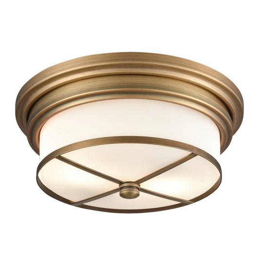 Flushmounts 13" 2 Light Flush Mount in Classic Brass