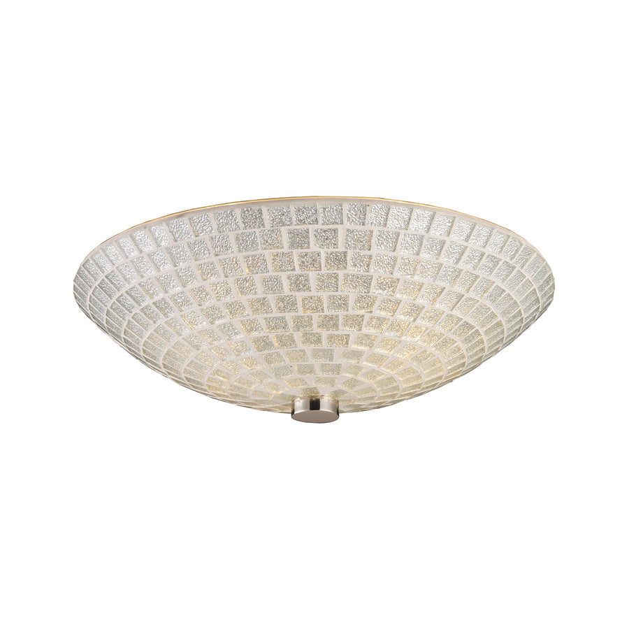 Fusion 12' 2 Light Semi Flush Mount in Silver Mosaic Glass & Satin Nickel