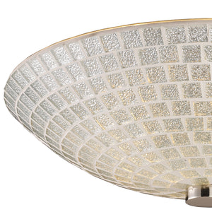 Fusion 12' 2 Light Semi Flush Mount in Silver Mosaic Glass & Satin Nickel