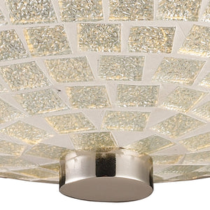 Fusion 12' 2 Light Semi Flush Mount in Silver Mosaic Glass & Satin Nickel