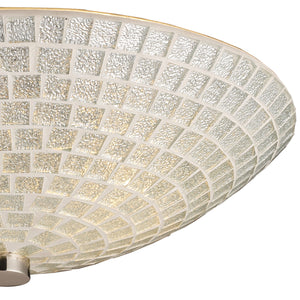 Fusion 12' 2 Light Semi Flush Mount in Silver Mosaic Glass & Satin Nickel