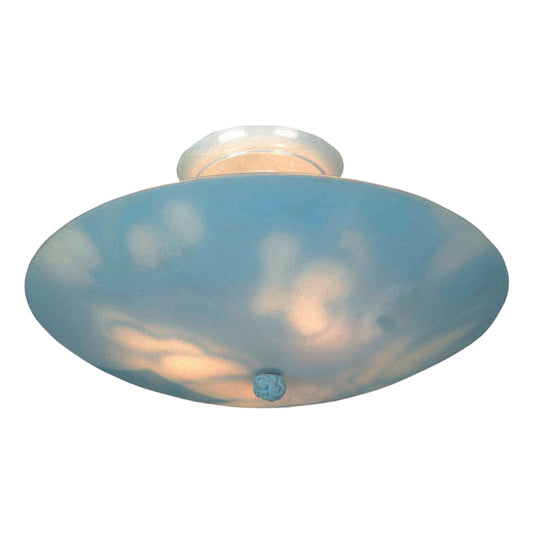 Kidshine 17" 3 Light Semi Flush Mount in Multicolor Glass with Cloud Motif & White