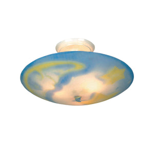 Kidshine 17' 3 Light Semi Flush Mount in Multicolor Glass with Moon Motif & White