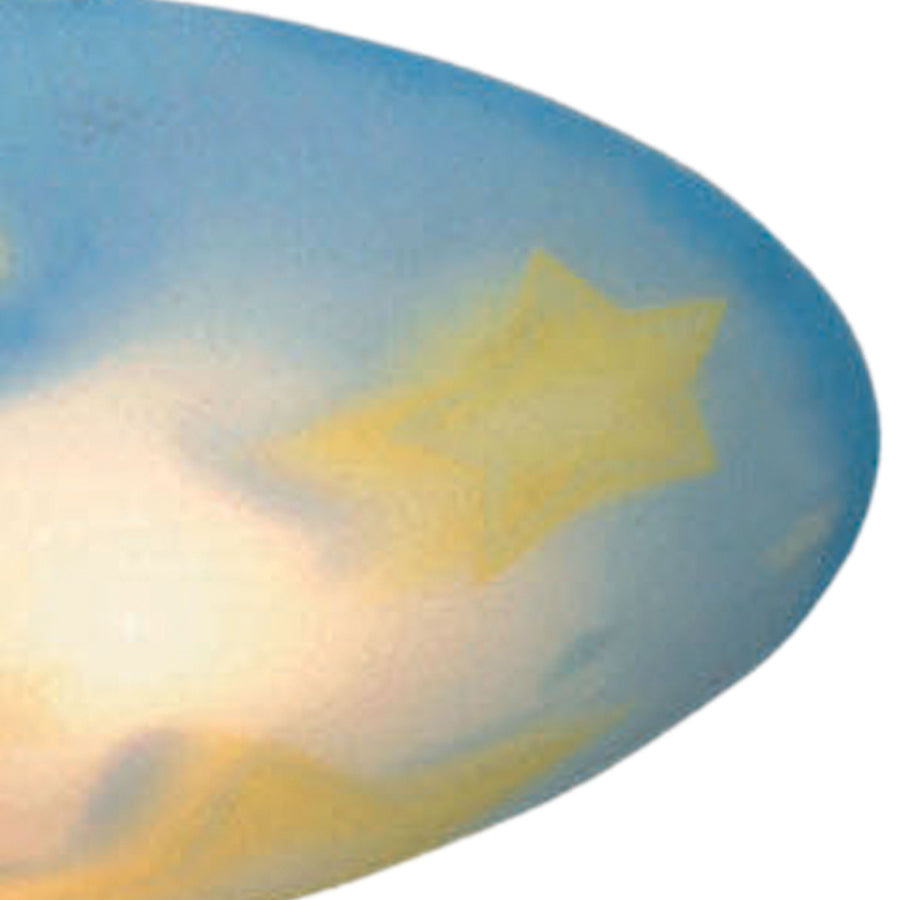 Kidshine 17' 3 Light Semi Flush Mount in Multicolor Glass with Moon Motif & White