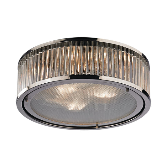 Linden Manor 16" 3 Light Flush Mount in Polished Nickel