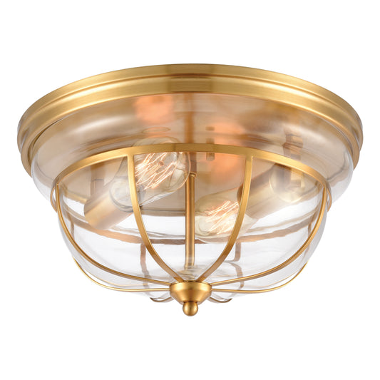 Manhattan Boutique 13" 2 Light Flush Mount in Brushed Brass