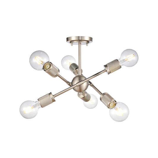 Module 15" 6 Light Semi Flush Mount in Satin Nickel