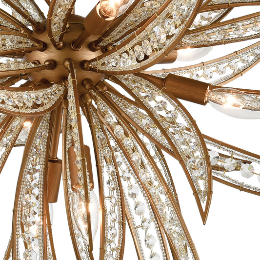 Naples 35" 8 Light Semi Flush Mount in Matte Gold