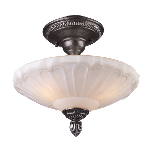 Restoration 12" 3 Light Semi Flush Mount in Dark Silver