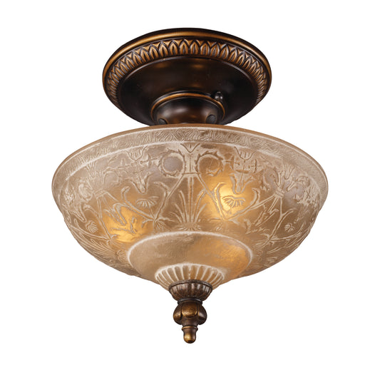 Restoration 12" 3 Light Semi Flush Mount in Ornate Golden Bronze