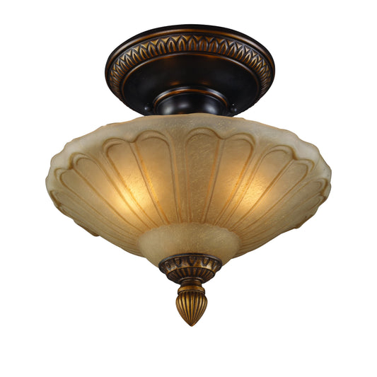 Restoration 12" 3 Light Semi Flush Mount in Vintage Golden Bronze